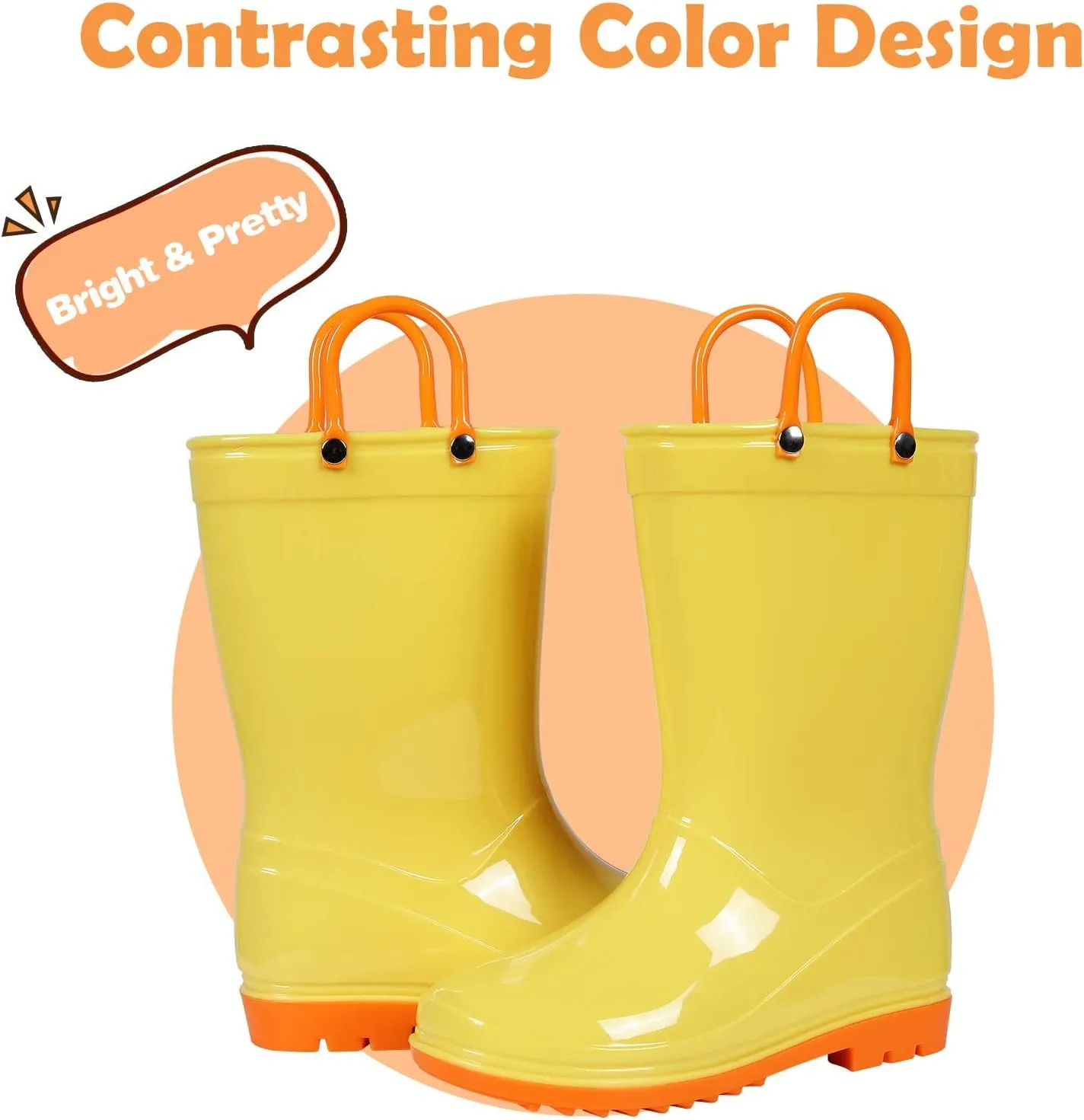 Colorxy Kids Rain Boots for Boys Girls Waterproof Toddler Rain Boots with Easy-On Handles