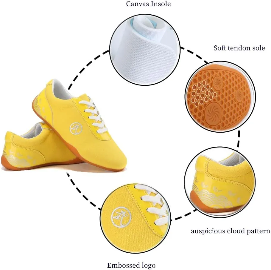Comfortable Lightweight Taekwondo Training Sports Shoes,Karate Boots Taekwondo Martial Arts Sparring Boxing Boots Tai Chi Foot Protection Boots Soft,
