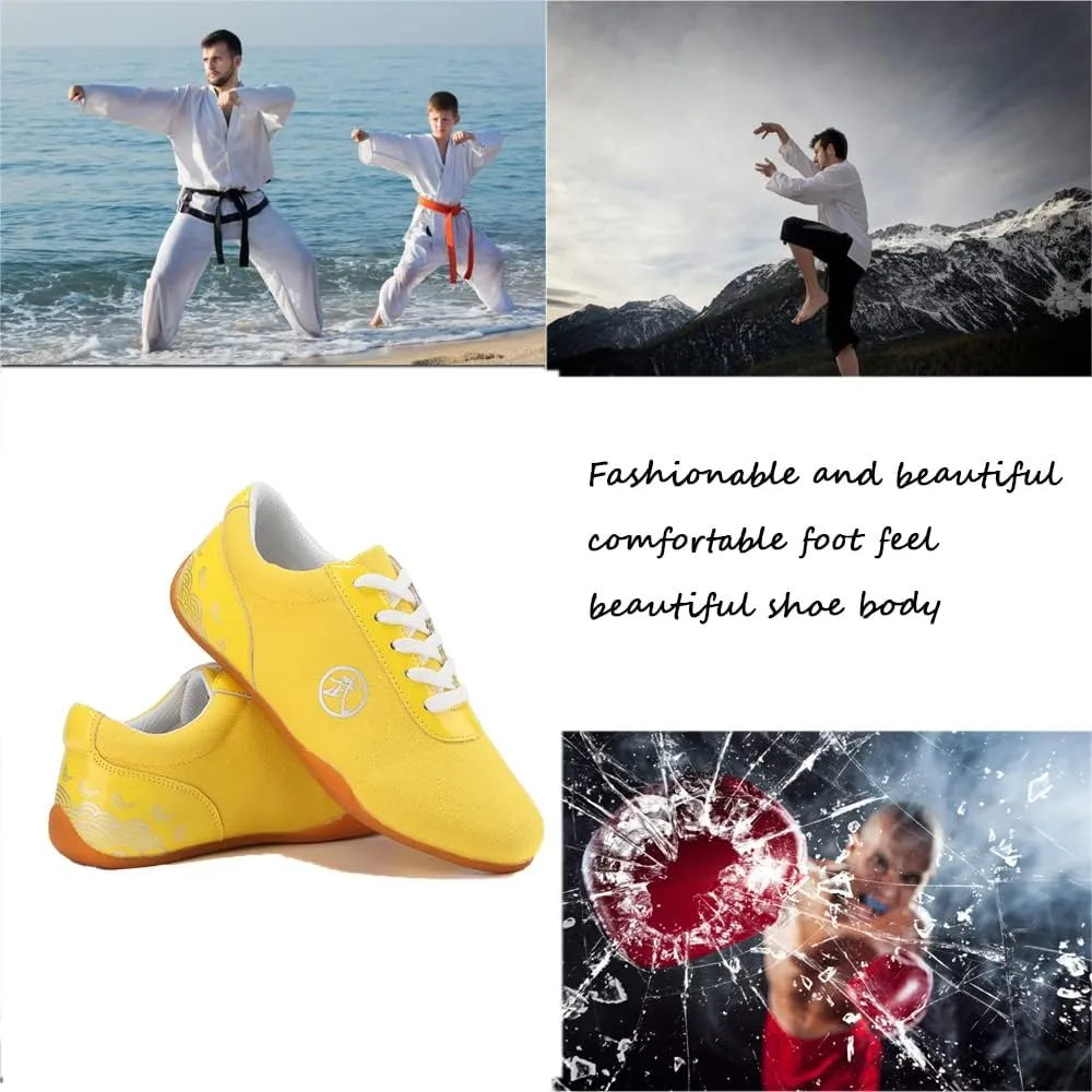 Comfortable Lightweight Taekwondo Training Sports Shoes,Karate Boots Taekwondo Martial Arts Sparring Boxing Boots Tai Chi Foot Protection Boots Soft,