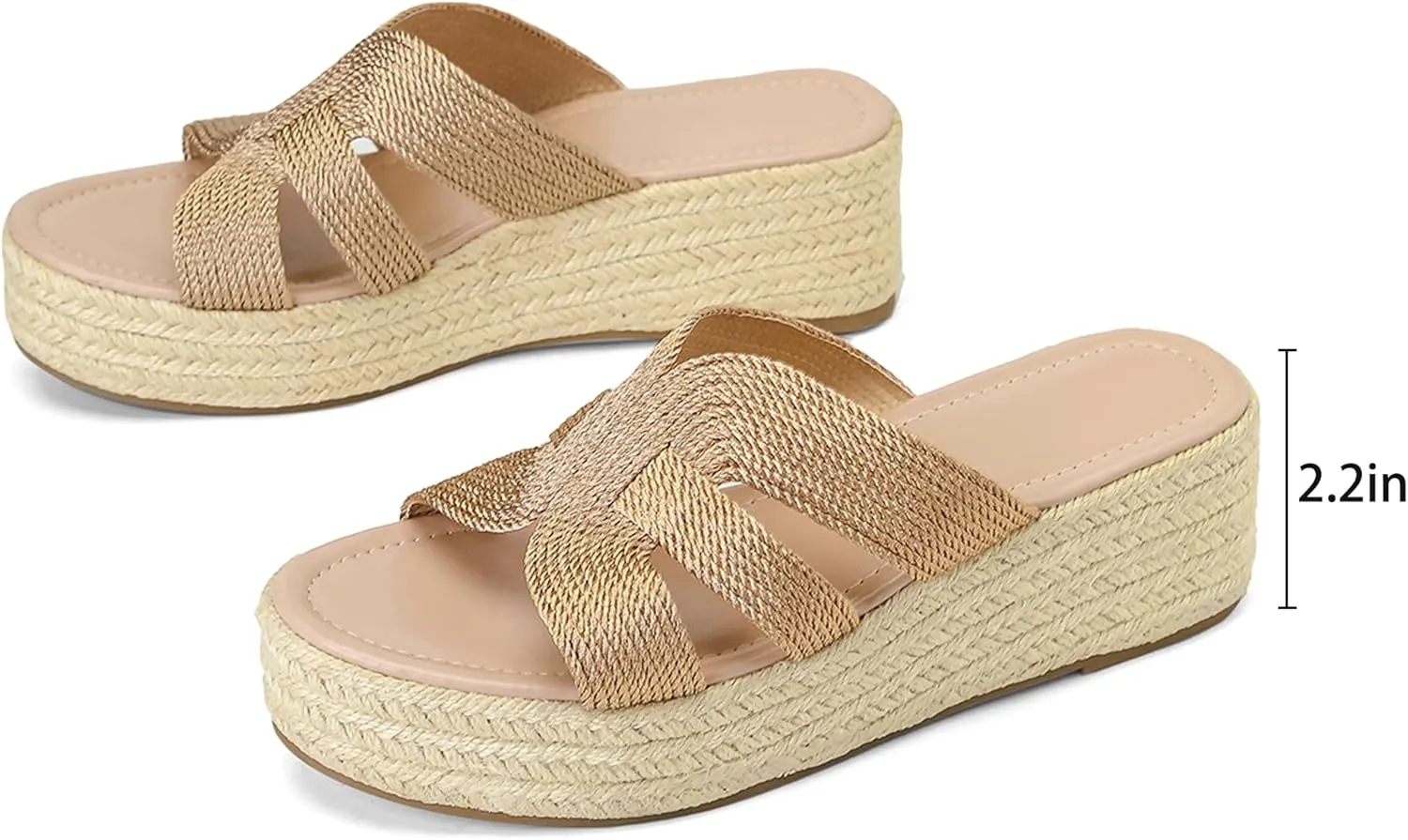 Comfortable Platform Sandals, Wedges Slides Bohemia Sandals, Open Toe Platform Slip on Espadrille Sandals for Women Beach Casual Outdoor Dress Platform Sandals