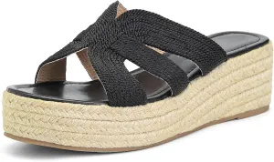 Comfortable Platform Sandals, Wedges Slides Bohemia Sandals, Open Toe Platform Slip on Espadrille Sandals for Women Beach Casual Outdoor Dress Platform Sandals
