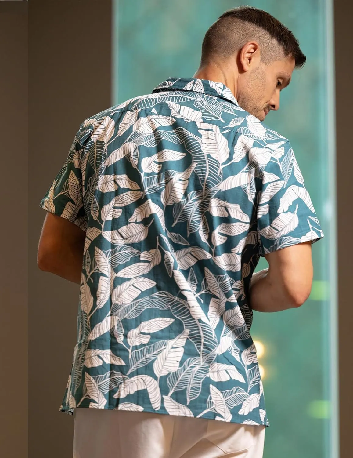 COOFANDY Mens Casual Cotton Linen Shirt Short Sleeve Button Up Shirts Summer Beach Top