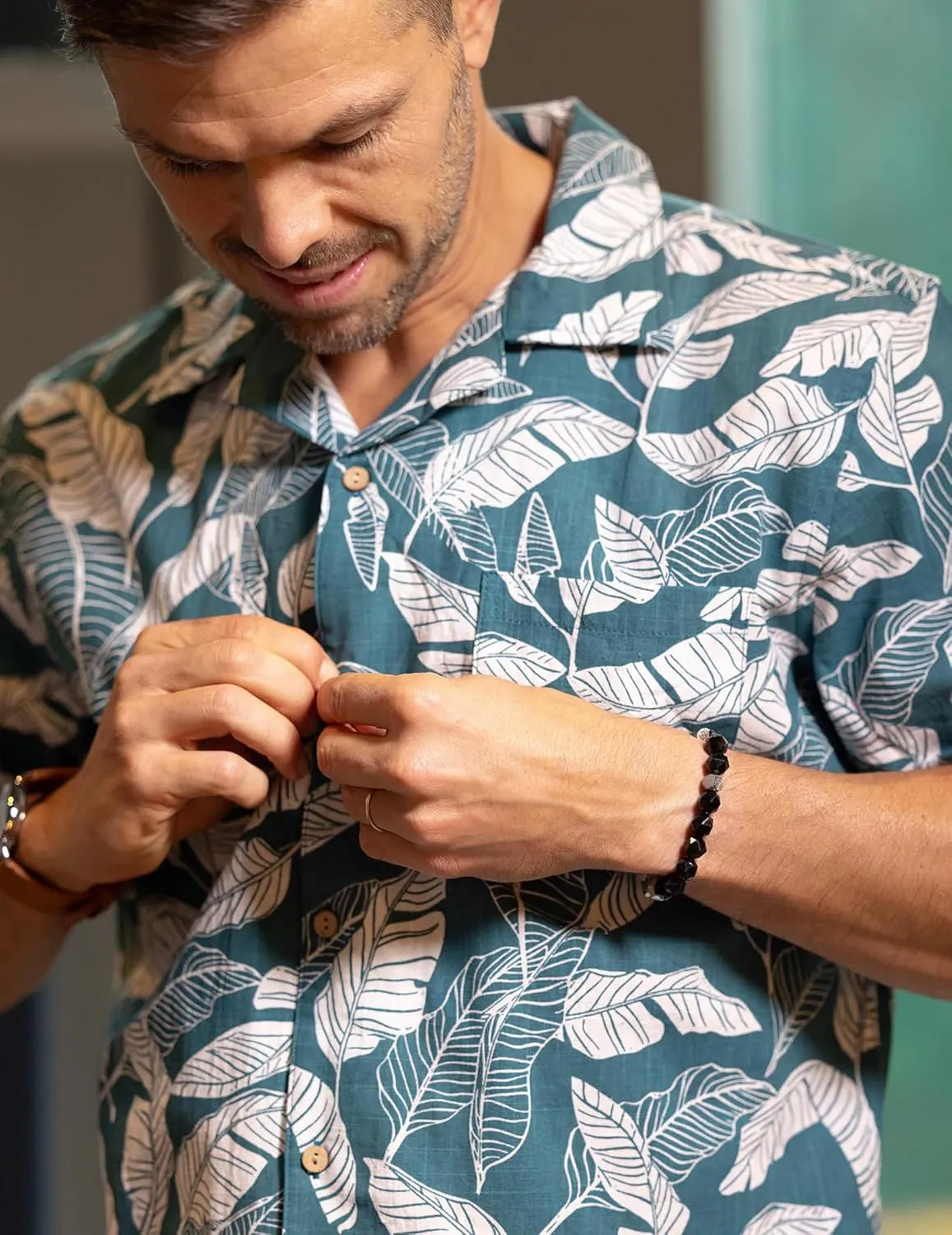 COOFANDY Mens Casual Cotton Linen Shirt Short Sleeve Button Up Shirts Summer Beach Top