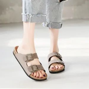 Cork Sandals Women With Arch Support, Comfortable Summer Beach Sandals For Women/Girls/Ladies,Leather Slide Shoes For Women