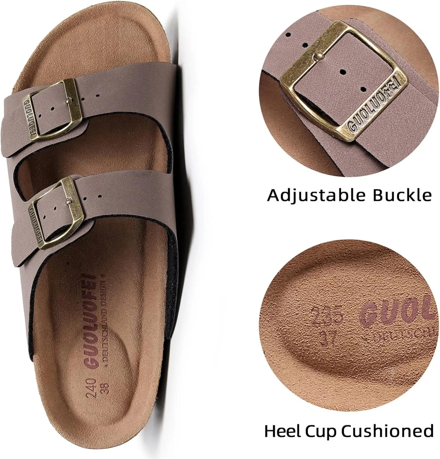 Cork Sandals Women With Arch Support, Comfortable Summer Beach Sandals For Women/Girls/Ladies,Leather Slide Shoes For Women