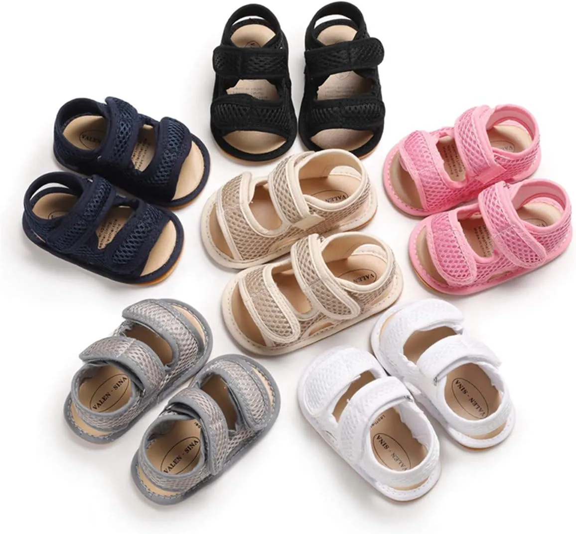 COSANKIM Infant Baby Boys Girls Summer Sandals Non Slip Soft Sole Toddler First Walker Crib Shoes (0-18 Months)