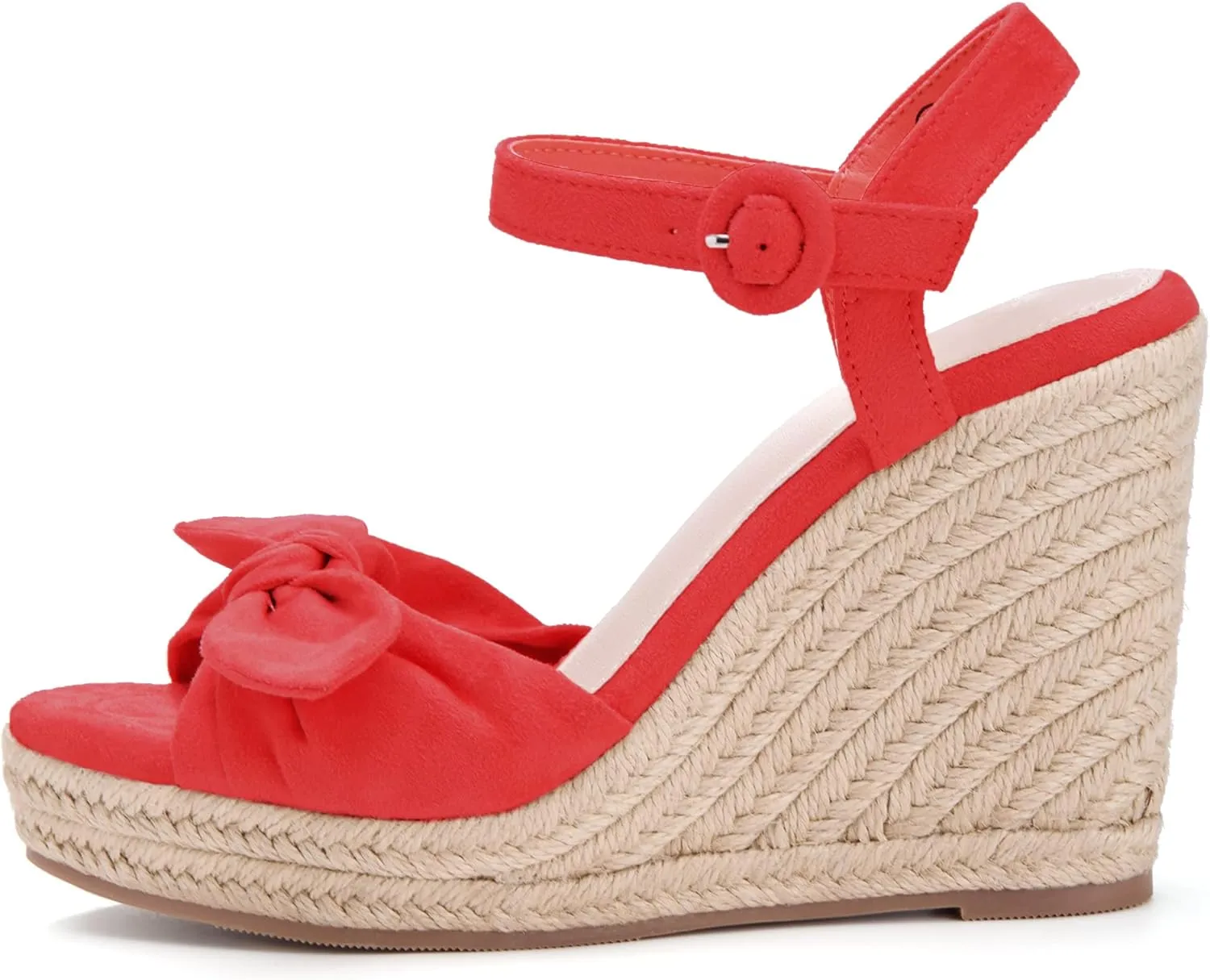 Coutgo Womens Espadrilles Wedges Bow Platform Sandals Open Toe Ankle Strap Summer Dress Heels Cute Shoes
