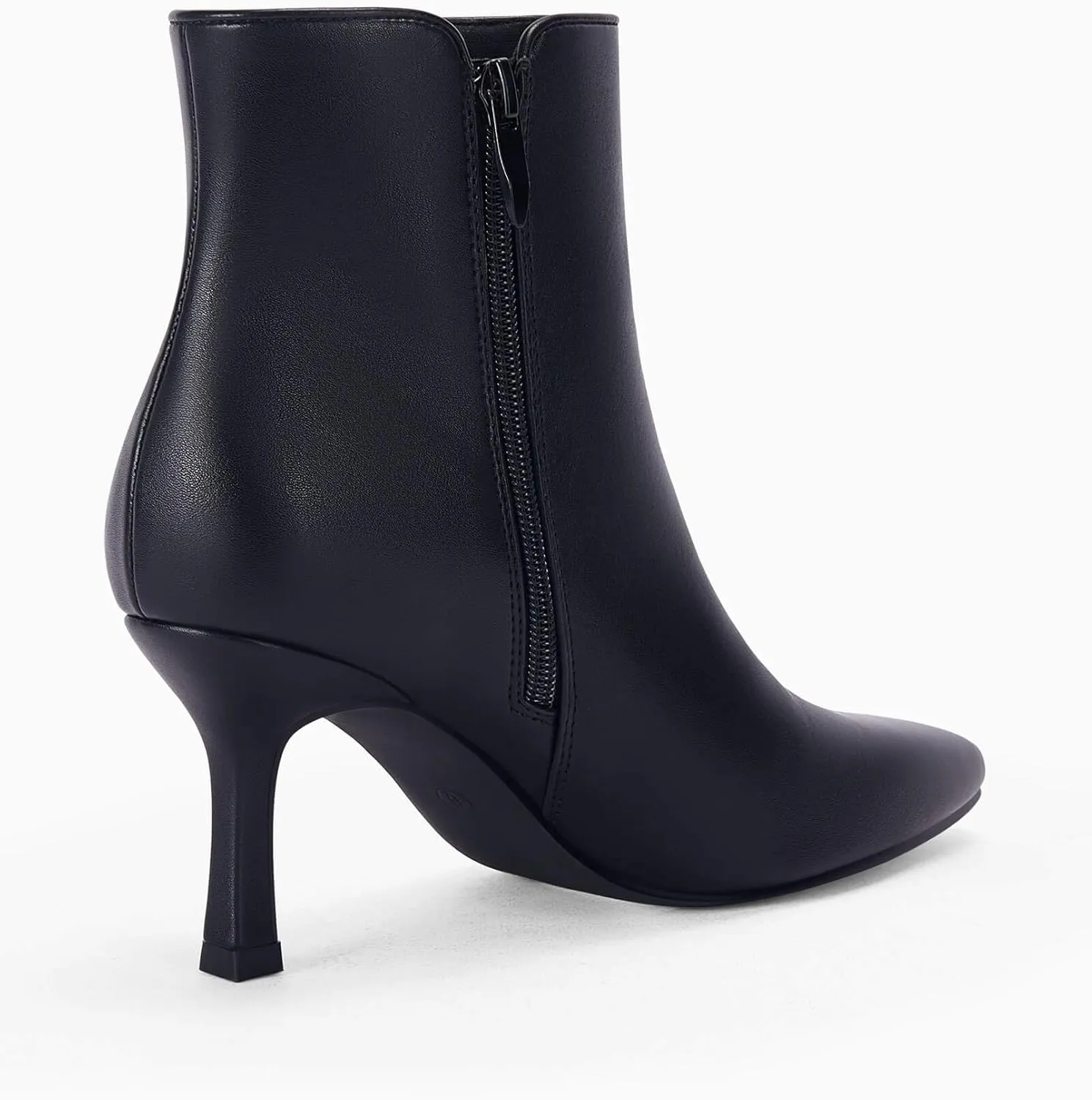 Coutgo Women's Kitten Heel Booties Pointed Toe Low Stiletto Side Zipper Ankle Boots Shoes