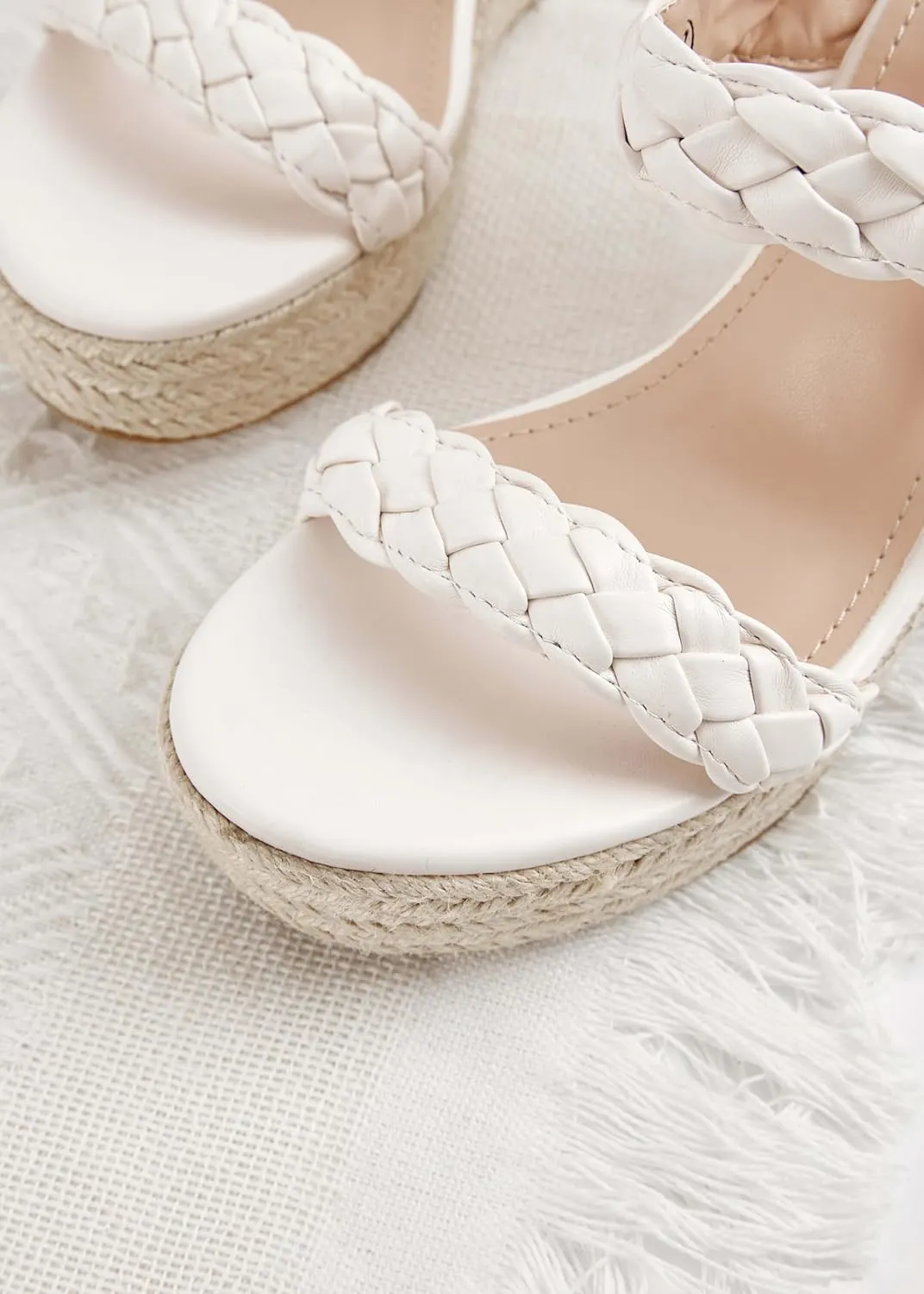 Coutgo Womens Wedge Platform Sandals Espadrilles Two Strap Woven Slip On Summer Cute Slide Sandals