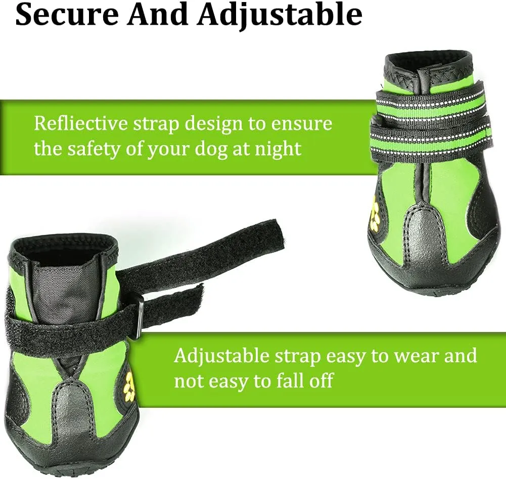 CovertSafe& Dog Boots for Dogs Non-Slip, Waterproof Dog Booties for Outdoor, Dog Shoes for Medium to Large Dogs 4Pcs with Rugged Sole Grey-Green