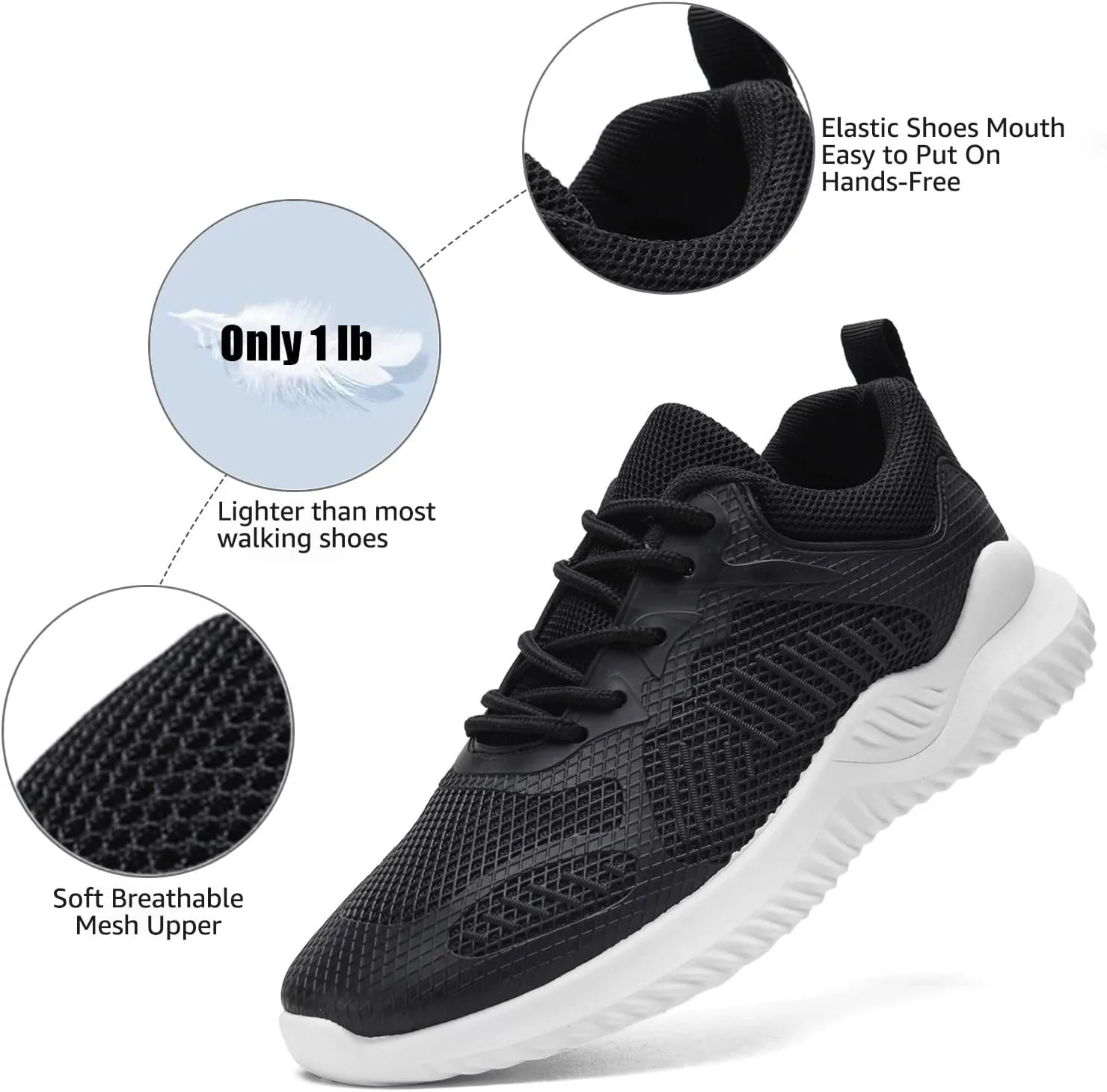 COVS Womens Slip On Walking Shoes, White Tennis Shoes Non Slip Running Shoes Lightweight Workout Shoes Breathable Cushioning Fashion Sneakers