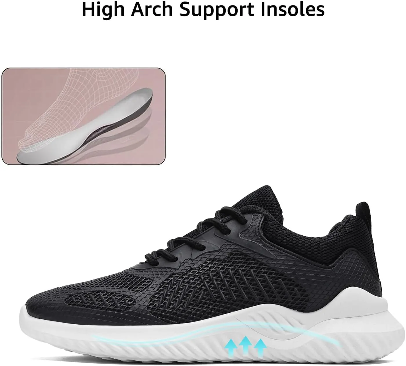 COVS Womens Slip On Walking Shoes, White Tennis Shoes Non Slip Running Shoes Lightweight Workout Shoes Breathable Cushioning Fashion Sneakers