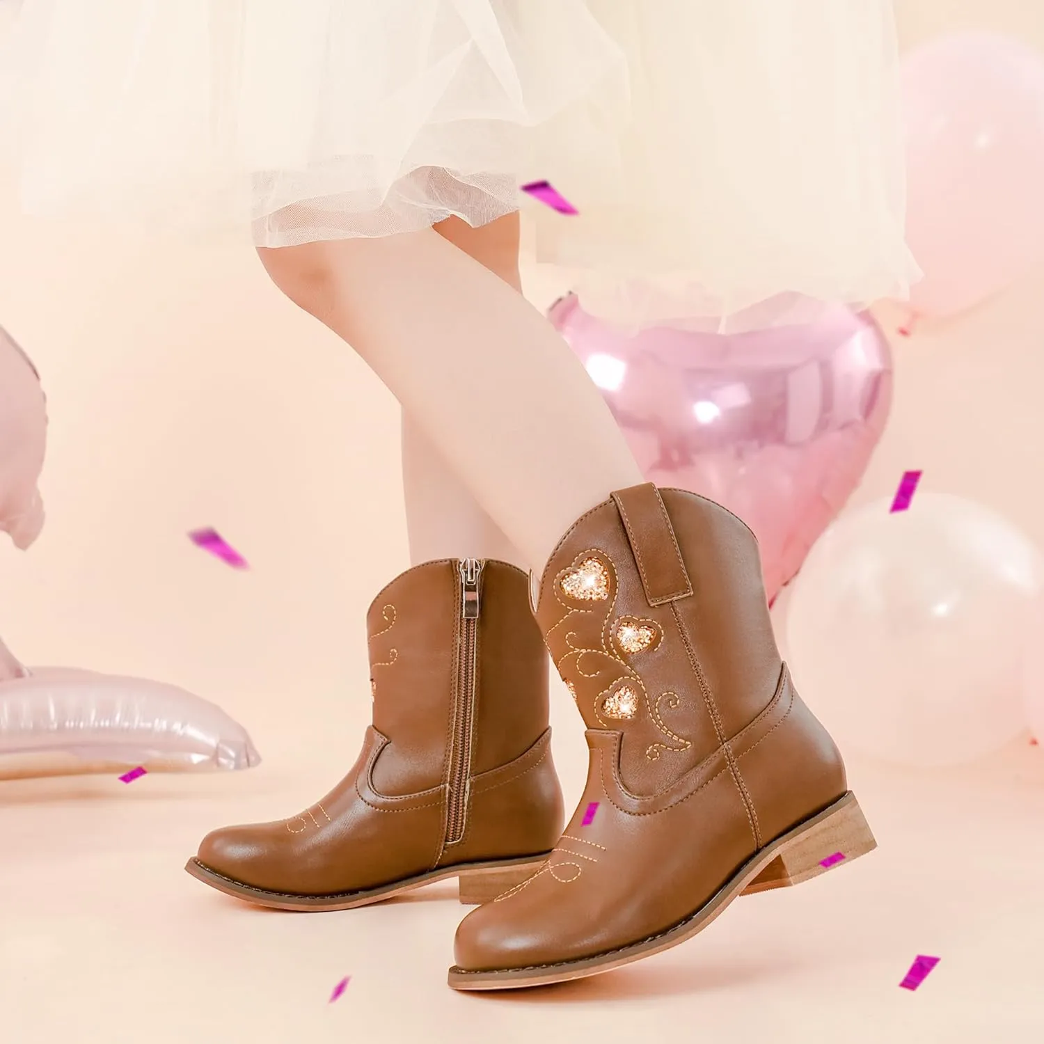 Cowboy Boots for Kids Western Little Girl Cowgirl Boots Toddler Horse Riding Ankle Boots Birthday Party