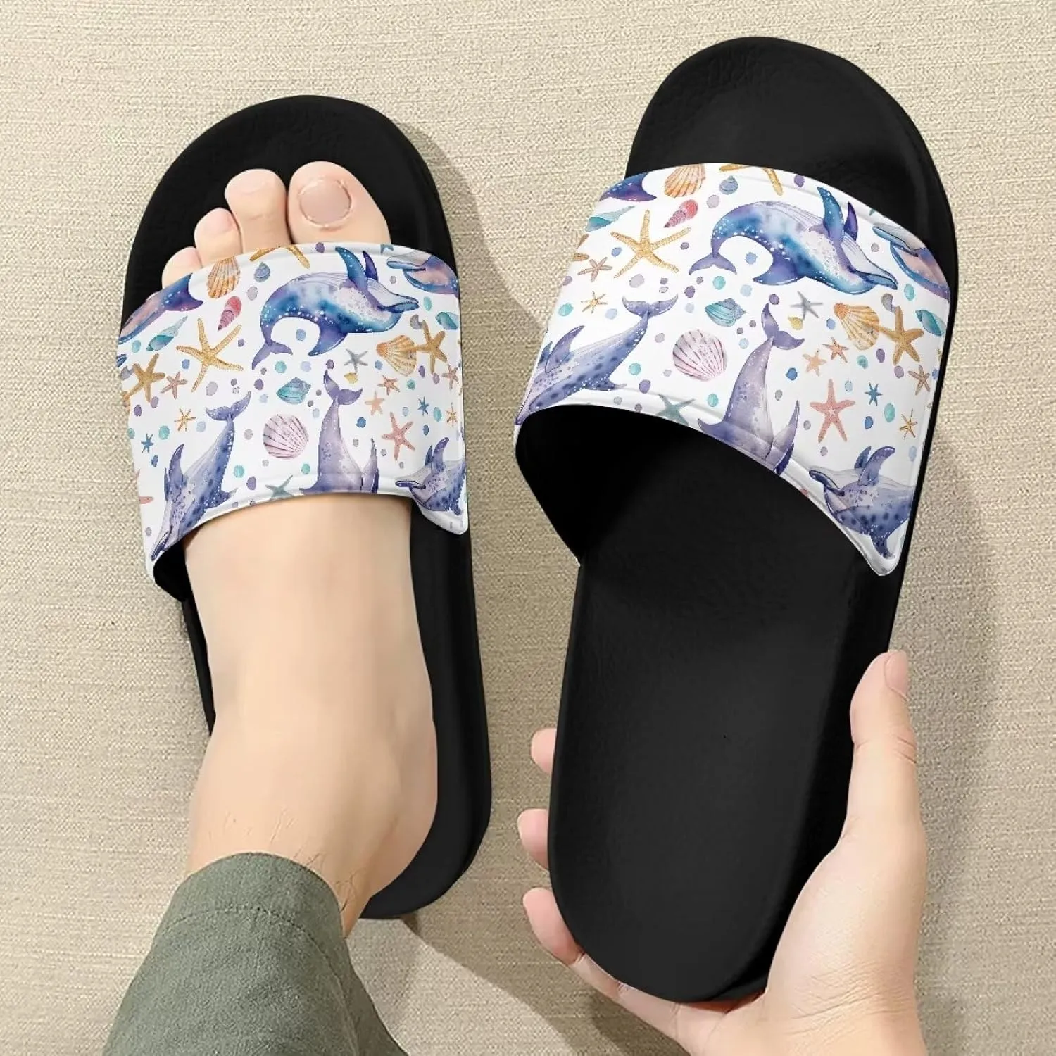 Cozy Slides for Women Soft Customized Size 6-13.5 Black