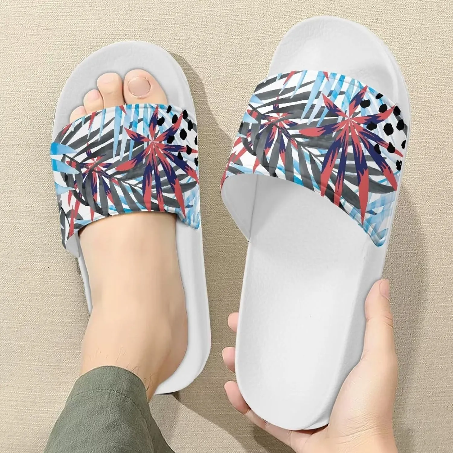 Cozy Slides for Women Soft Customized Size 6-13.5 White