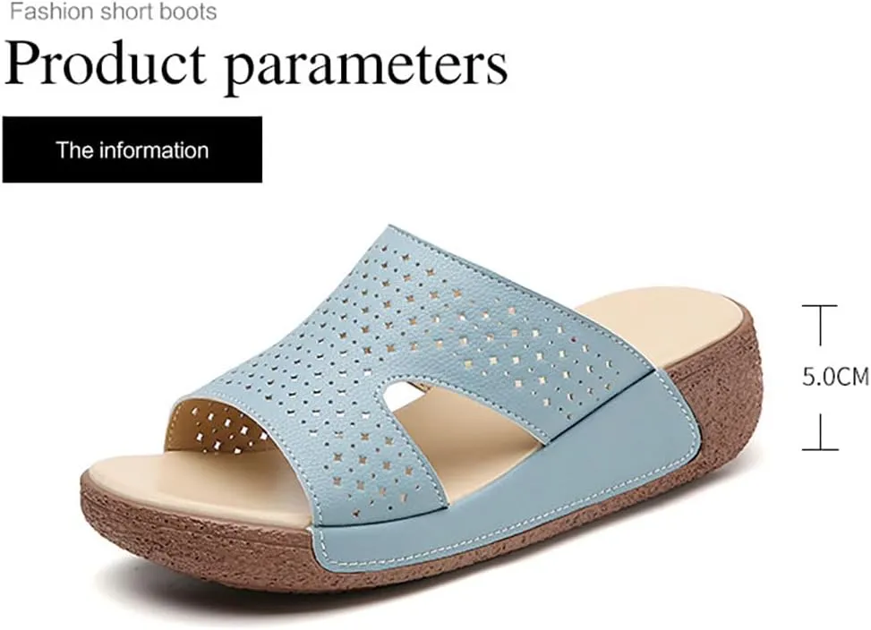 Cubicbee Women's Wedge Open Toe Orthopedic Sandals with Arch-Support,Hollow-Out Platform Slip-on Sandals,Summer Casual Non Slip Walking Beach Shoes