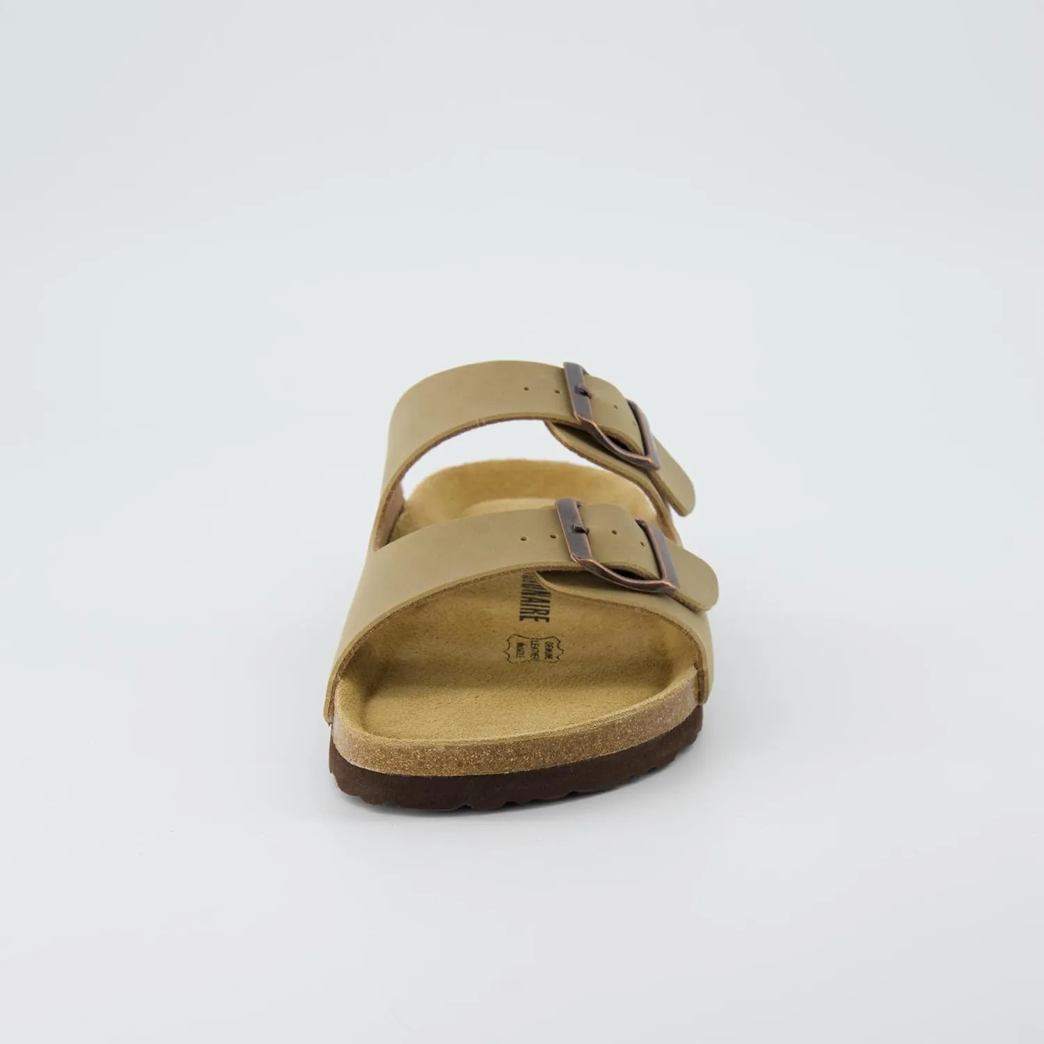 CUSHIONAIRE Lane Cork Footbed Sandals for Women – Comfortable Double Buckle Slip-On with Genuine Suede Footbed & Arch Support Slides for Women Footwear