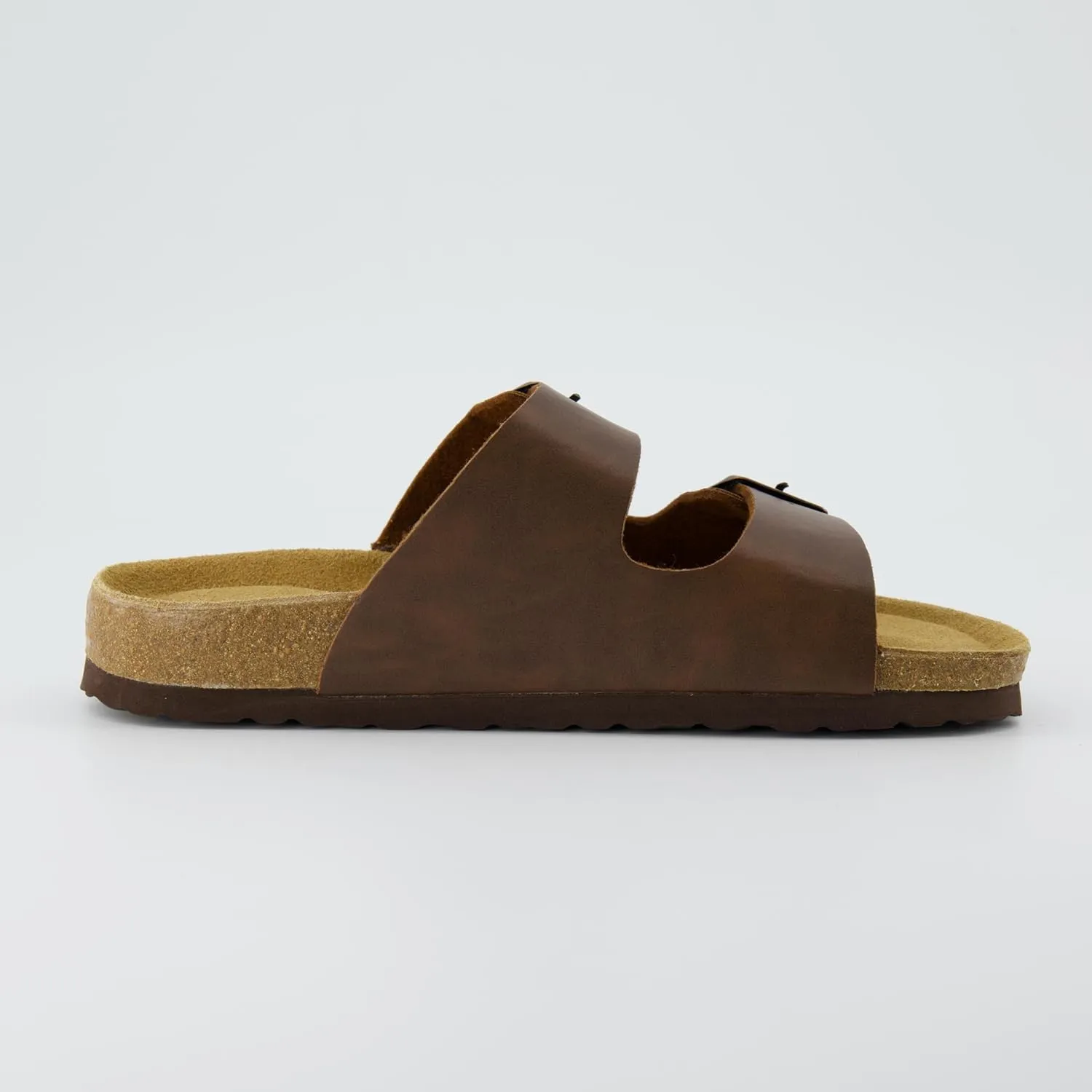 CUSHIONAIRE Lane Cork Footbed Sandals for Women – Comfortable Double Buckle Slip-On with Genuine Suede Footbed & Arch Support Slides for Women Footwear