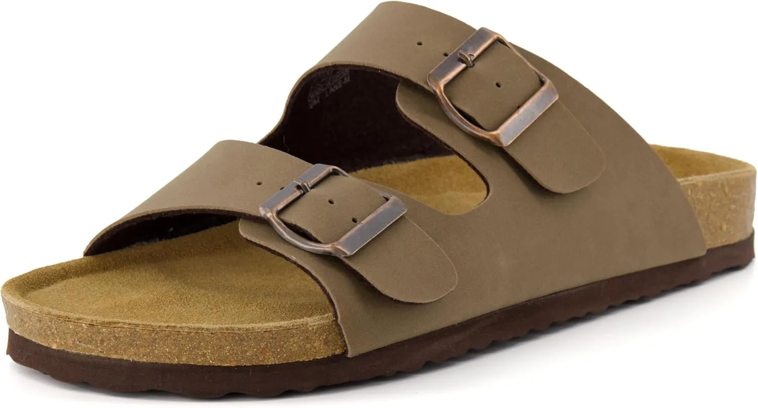 CUSHIONAIRE Men's Lane Cork Footbed Sandal with  Comfort, Arch Support, Adjustable Straps - Comfortable Slide Sandals for Walking, Casual Summer Footwear