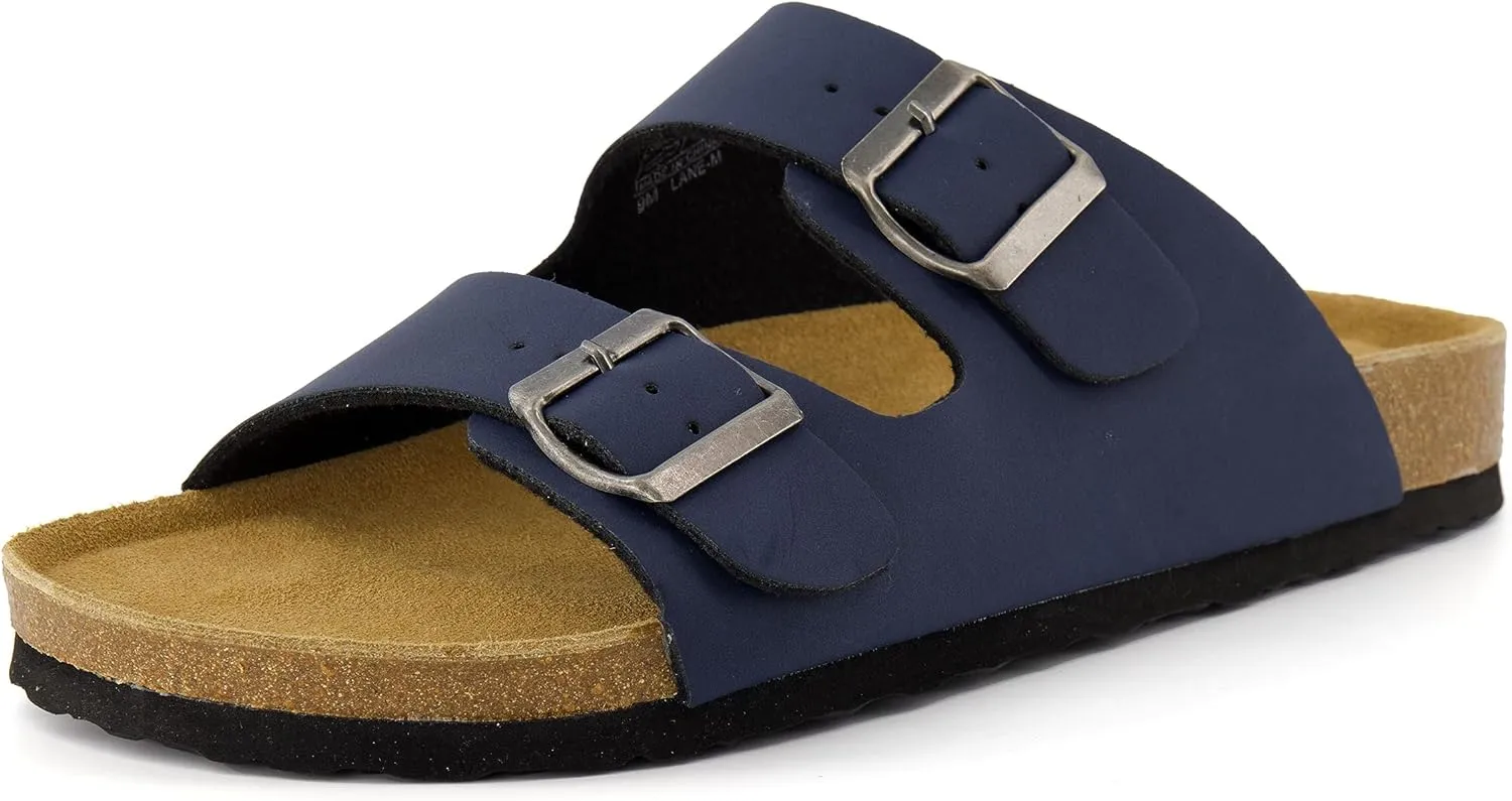 CUSHIONAIRE Men's Lane Cork Footbed Sandal with  Comfort, Arch Support, Adjustable Straps - Comfortable Slide Sandals for Walking, Casual Summer Footwear