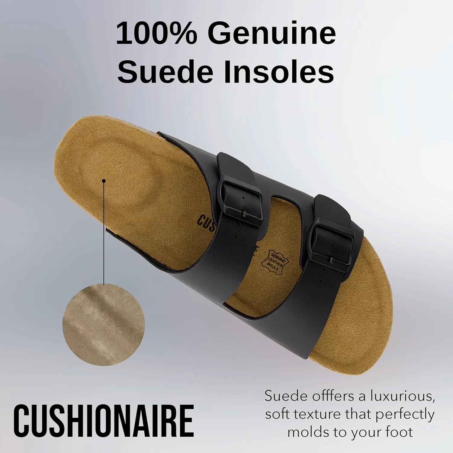 CUSHIONAIRE Men's Lane Cork Footbed Sandal with  Comfort, Arch Support, Adjustable Straps - Comfortable Slide Sandals for Walking, Casual Summer Footwear