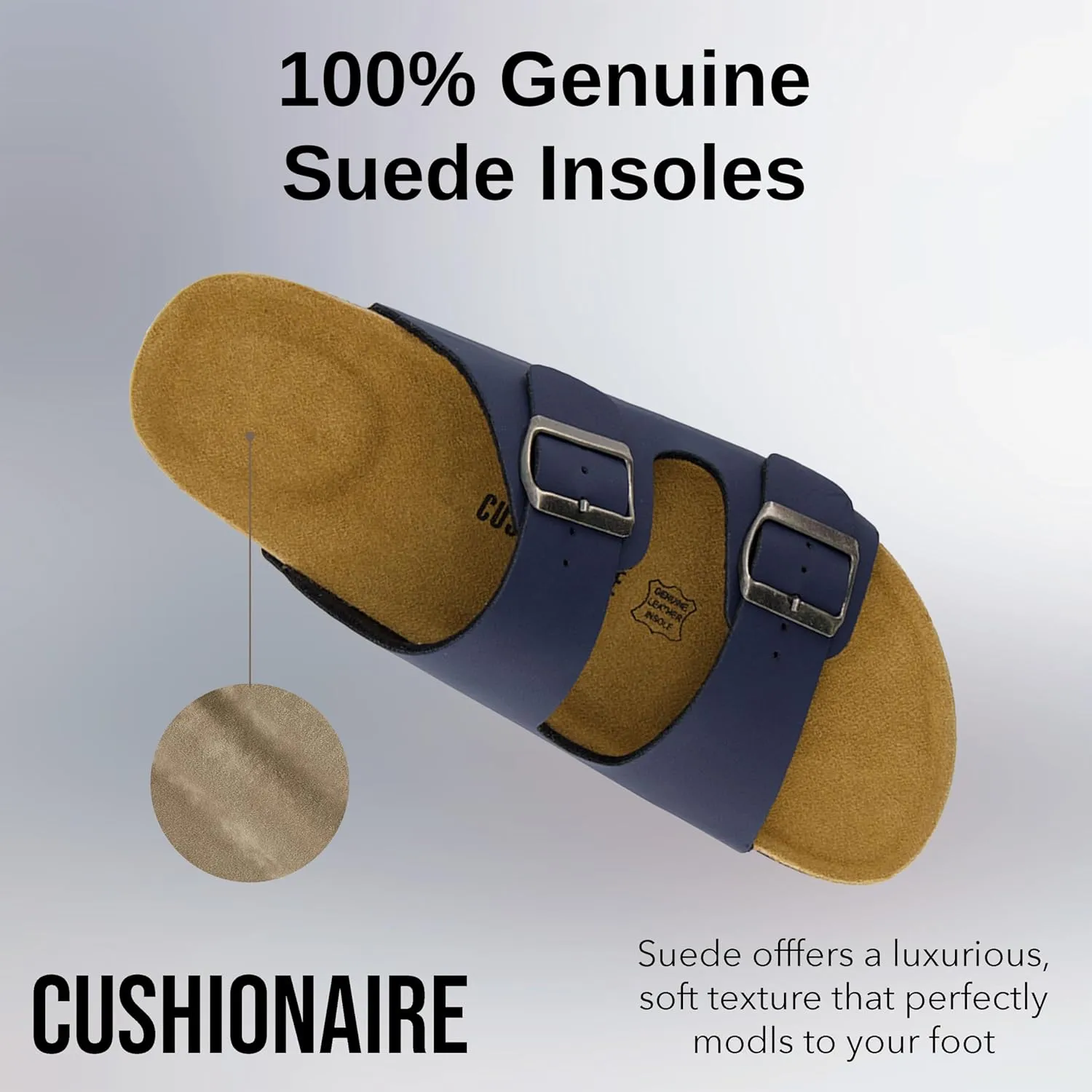 CUSHIONAIRE Men's Lane Cork Footbed Sandal with  Comfort, Arch Support, Adjustable Straps - Comfortable Slide Sandals for Walking, Casual Summer Footwear