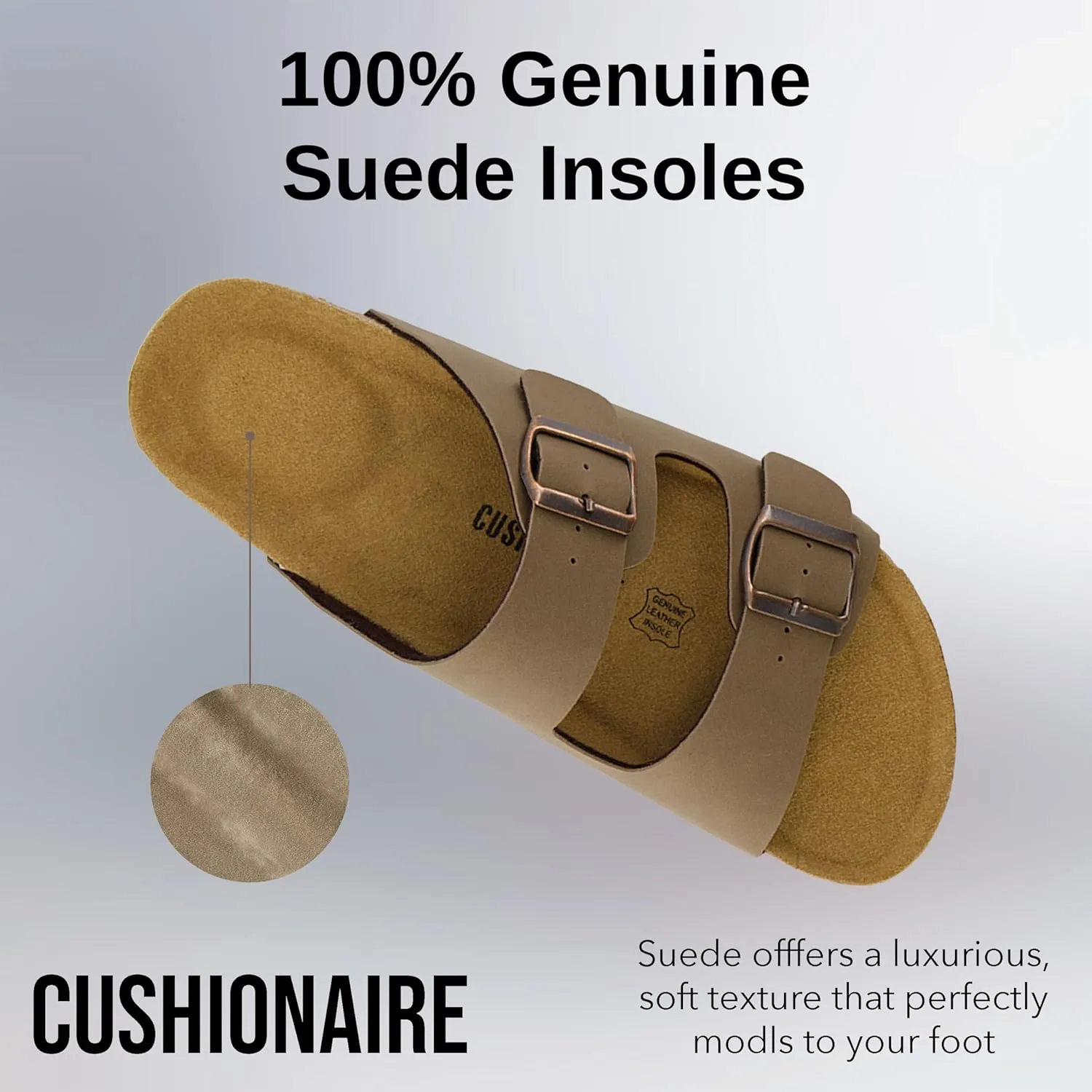 CUSHIONAIRE Men's Lane Cork Footbed Sandal with  Comfort, Arch Support, Adjustable Straps - Comfortable Slide Sandals for Walking, Casual Summer Footwear
