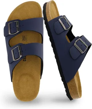 CUSHIONAIRE Men's Lane Cork Footbed Sandal with  Comfort, Arch Support, Adjustable Straps - Comfortable Slide Sandals for Walking, Casual Summer Footwear