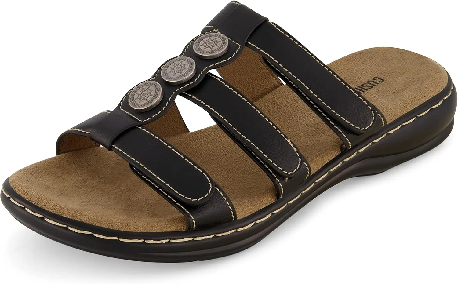 CUSHIONAIRE Women's Bowen Comfort Footbed Sandal with Adjustable Straps and  Comfort