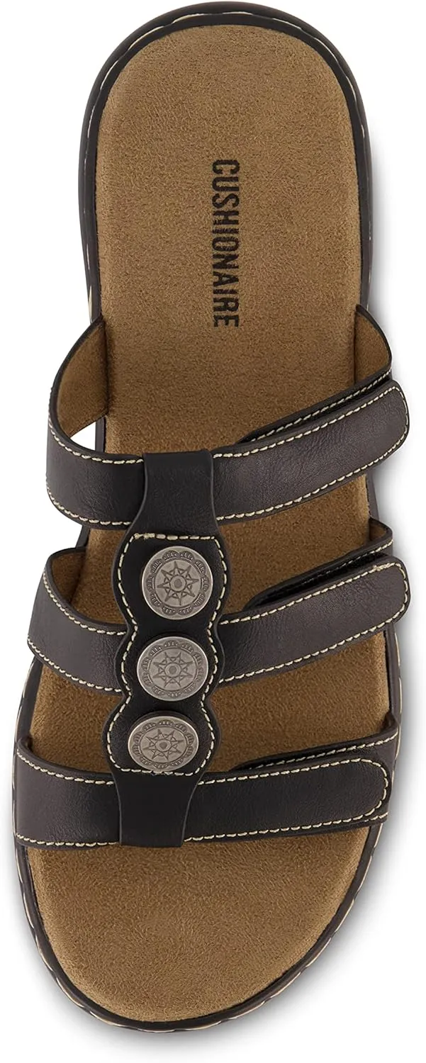 CUSHIONAIRE Women's Bowen Comfort Footbed Sandal with Adjustable Straps and  Comfort