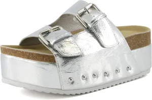 CUSHIONAIRE Women's Guru Genuine Leather footbed platform sandal with  Comfort, Wide Widths Available