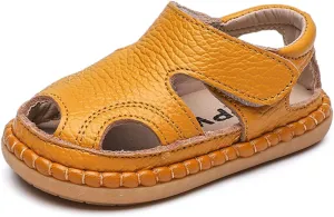 DADAWEN Baby Boys Girls Summer Lightweight Soft Sole Closed-Toe Outdoor Leather Athletic Sandals