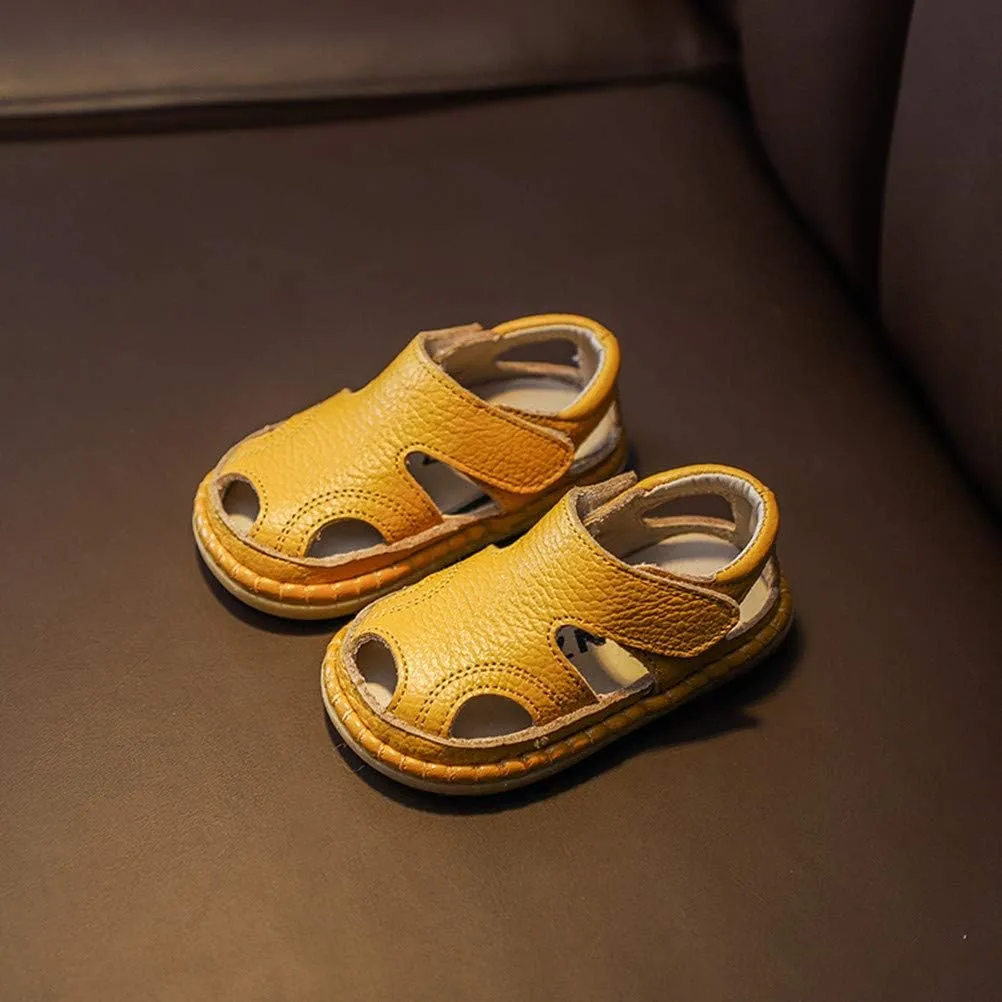 DADAWEN Baby Boys Girls Summer Lightweight Soft Sole Closed-Toe Outdoor Leather Athletic Sandals