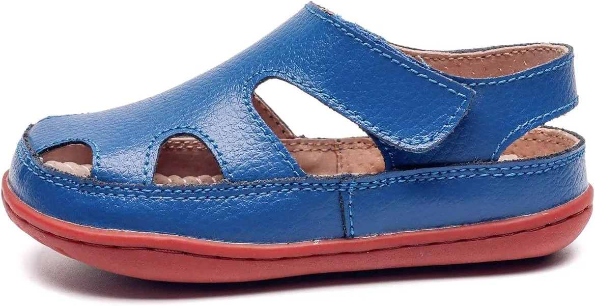 DADAWEN Boy's Girl's Leather Soft Closed Toe Outdoor Beach Summer Sport Sandals Water Shoes (Toddler/Little Kid/Big Kid)