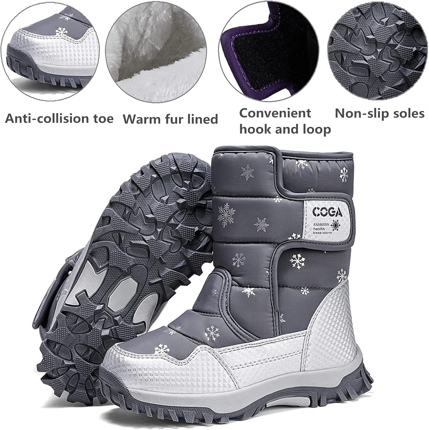 DADAWEN Girls Boys Snow Boots Winter Outdoor Waterproof Slip Resistant Cold Weather Shoes (Toddler/Little Kid/Big Kid)