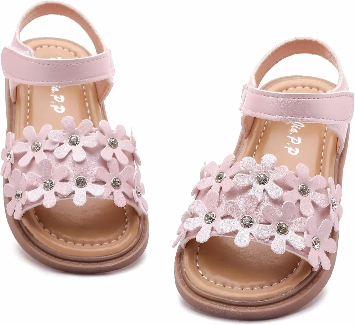 DADAWEN Girl's Summer Beach Water Sandals Soft Sole T-Strap Flat Sandal (Toddler/Little Kid)