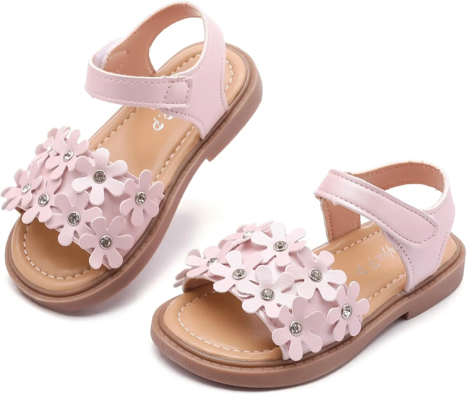 DADAWEN Girl's Summer Beach Water Sandals Soft Sole T-Strap Flat Sandal (Toddler/Little Kid)