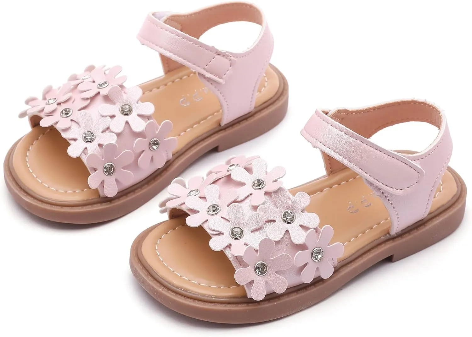 DADAWEN Girl's Summer Beach Water Sandals Soft Sole T-Strap Flat Sandal (Toddler/Little Kid)