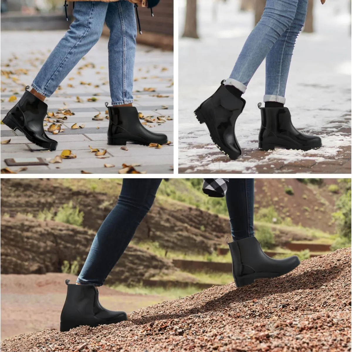 DaeRainy Women's Short Ankle Rain Boots Waterproof Lightweight Chelsea Rain Boots Women Garden Rain Boots