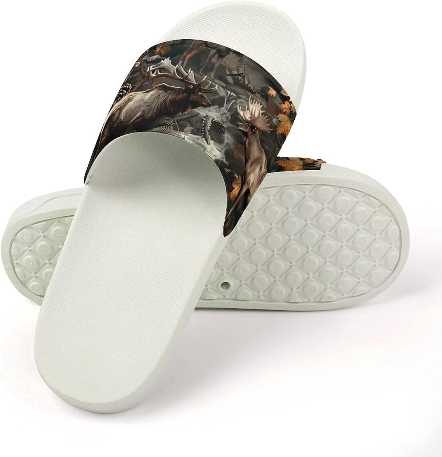 Deer Hunting Camouflage Bear Home Slipper PVC Shower Slipper Non-Slip Open Toe Slipper Soft Sole Pool Sandals for Men Women