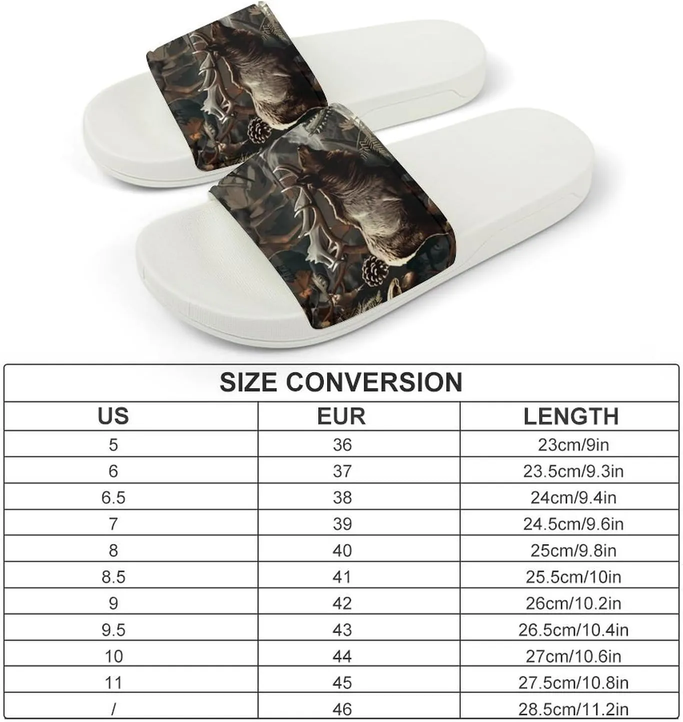 Deer Hunting Camouflage Bear Home Slipper PVC Shower Slipper Non-Slip Open Toe Slipper Soft Sole Pool Sandals for Men Women