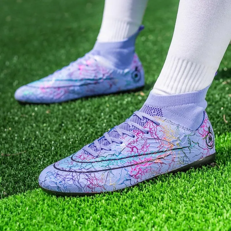 DHOVOR Womens Soccer Cleats Youth High-Top Football Cleats Anti Slip Athletics Football Trainers Outdoor Soccer Shoes