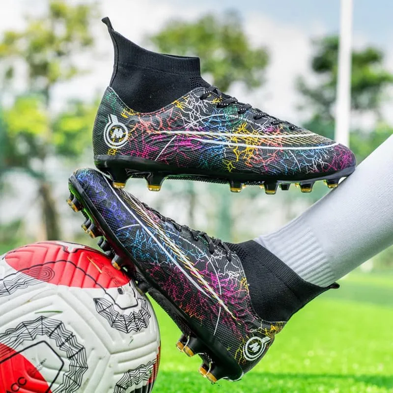 DHOVOR Womens Soccer Cleats Youth High-Top Football Cleats Anti Slip Athletics Football Trainers Outdoor Soccer Shoes