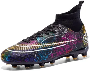 DHOVOR Womens Soccer Cleats Youth High-Top Football Cleats Anti Slip Athletics Football Trainers Outdoor Soccer Shoes