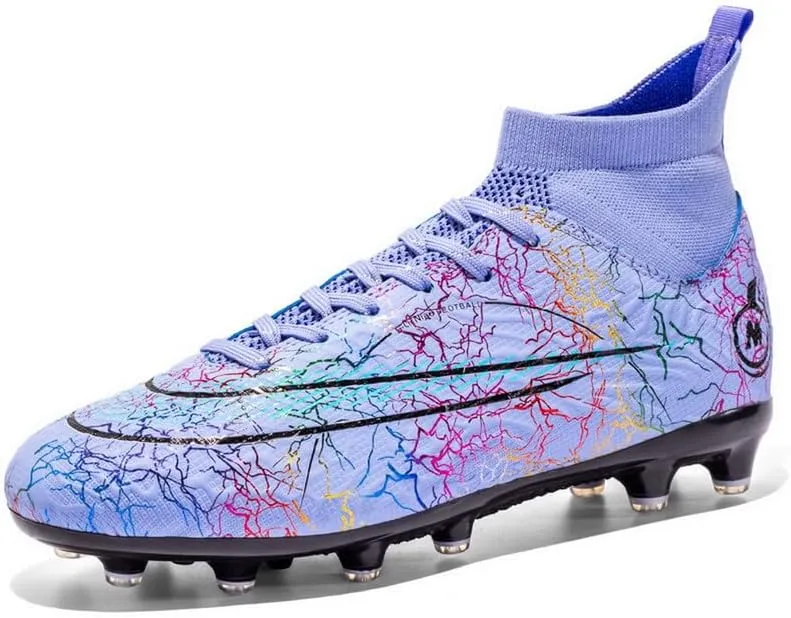 DHOVOR Womens Soccer Cleats Youth High-Top Football Cleats Anti Slip Athletics Football Trainers Outdoor Soccer Shoes