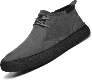 DirraBra Men's Suede Lace Up Desert Chukka Boots Fashion Casual Round Toe Platform Deck Boots Fashion Comfort High-Top Waterproof Hiking Work Boots