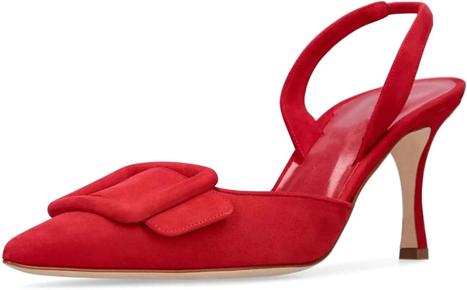Divanne Slingback Pumps, Women's Pointed Toe Stiletto Pumps Buckle High Heeled Sandals Office Lady Casual Party Wedding Shoes
