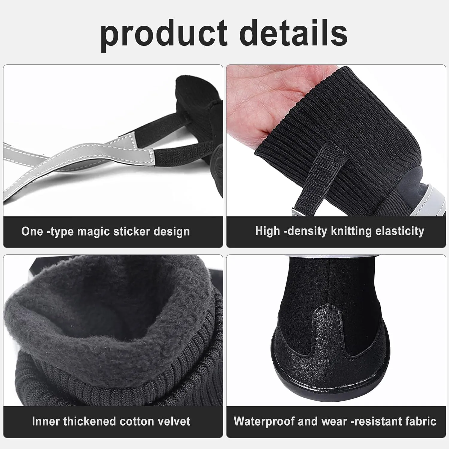 Dog Boots for Outdoor and Indoor(4 PCs), Anti-Slip Fleece Warm Snow Dog Shoes for Winter, Soft High Elasticity Knitted Dog Socks, Dog Paw Protector for Medium Large Dogs