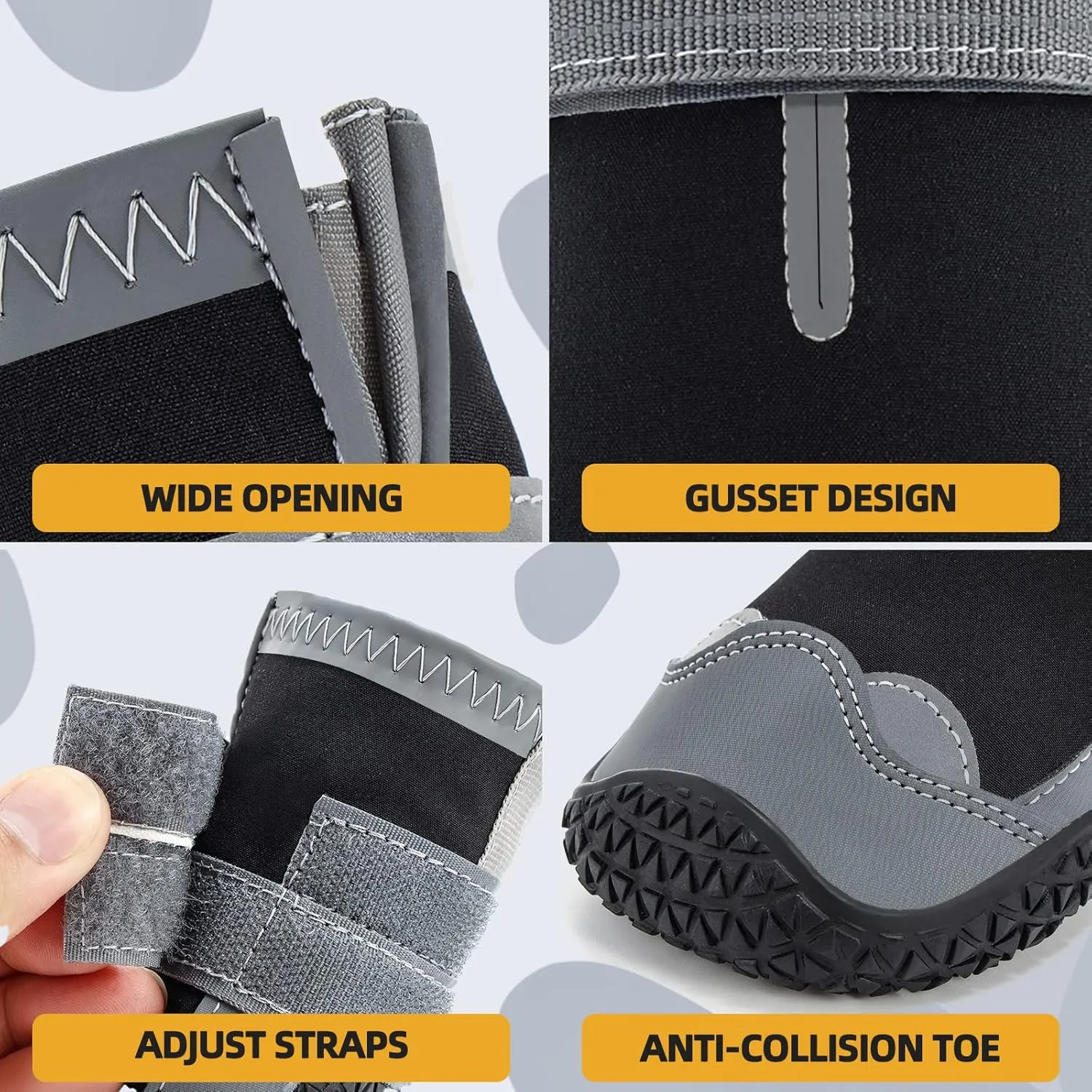 Dog Shoes for Large Dogs, Medium Dog Boots & Paw Protectors for Hardwood Floors, Outdoor Dog Booties for Hot Pavement Winter Snow Hiking, Waterproof Dog Shoes with Reflective Strips Size 8