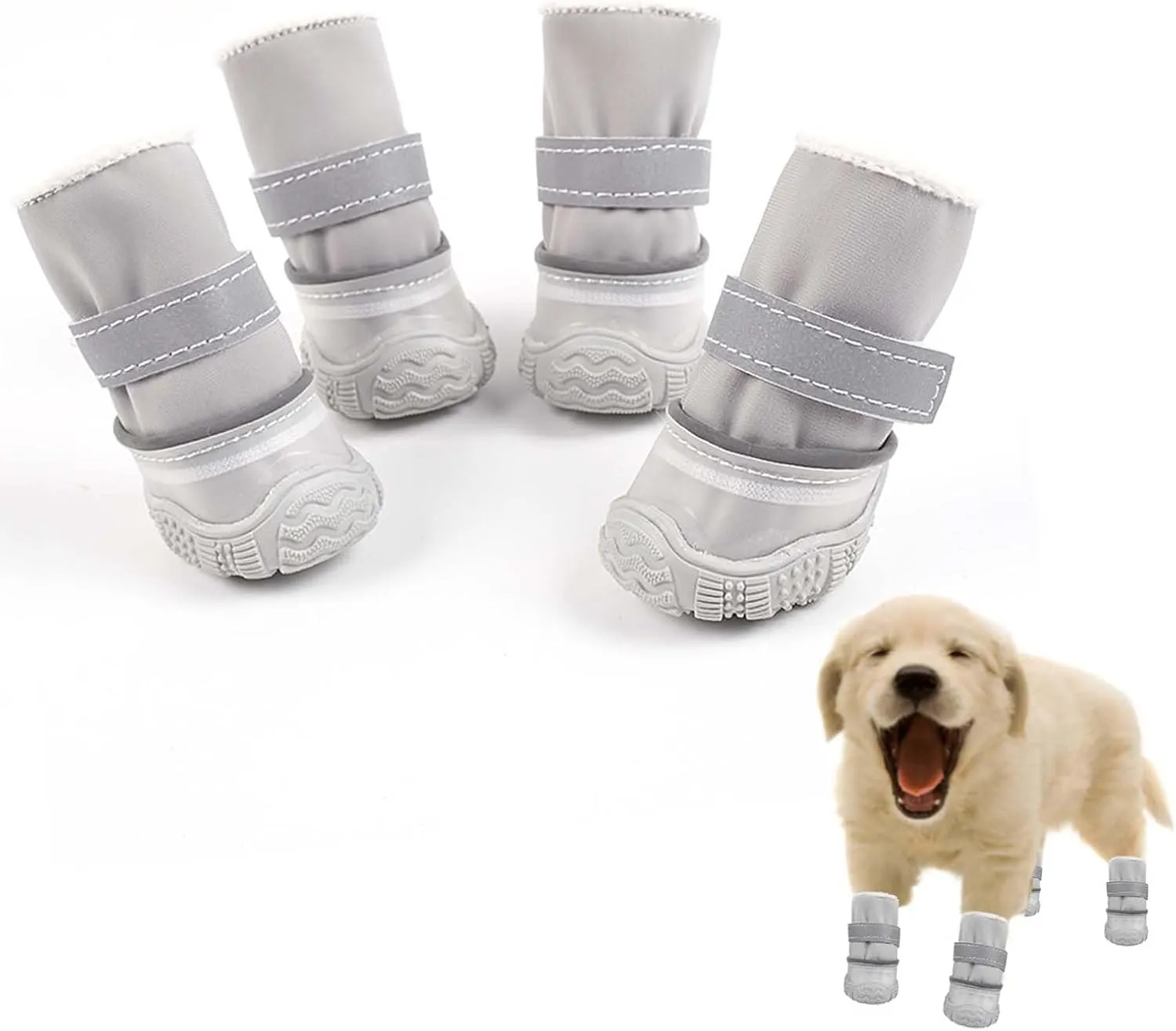 Dog Shoes for Small Dogs, Soft Dog Boots with Rubber Soles for Outdoor Walking Running, Anti-Slip Dog Boots & Paw Protectors, Size 5, Grey
